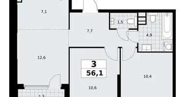 Wohnung 3 zimmer in Südwestlicher Verwaltungsbezirk, Russland