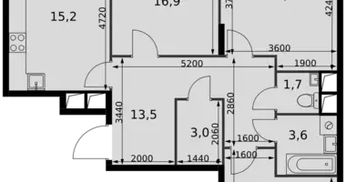 Apartamento 3 habitaciones en Razvilka, Rusia