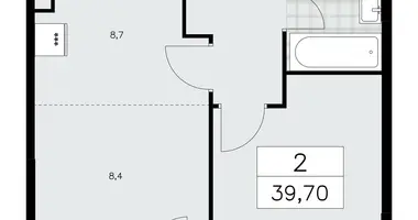 Apartamento 2 habitaciones en Moscú, Rusia