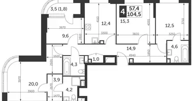 Apartamento 4 habitaciones en North-Eastern Administrative Okrug, Rusia