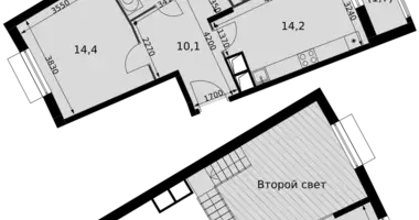 Wohnung 2 zimmer in Razvilka, Russland