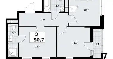 Apartamento 2 habitaciones en poselenie Sosenskoe, Rusia