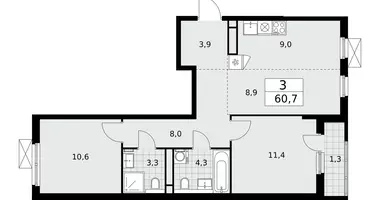 3 room apartment in poselenie Sosenskoe, Russia