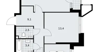 Apartamento 2 habitaciones en poselenie Sosenskoe, Rusia