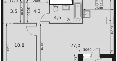 Apartamento 2 habitaciones en Moscú, Rusia