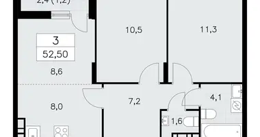 Apartamento 3 habitaciones en poselenie Sosenskoe, Rusia