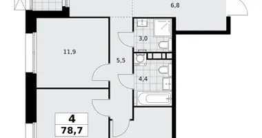 Wohnung 4 zimmer in poselenie Sosenskoe, Russland