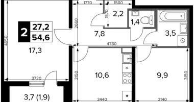 Apartamento 2 habitaciones en Potapovo, Rusia