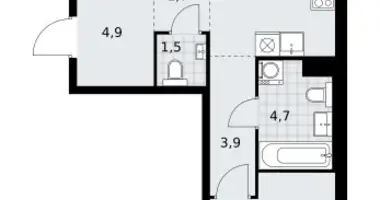 Apartamento 2 habitaciones en Troitsk, Rusia
