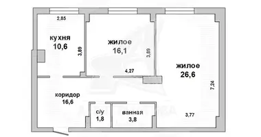 Квартира 2 комнаты в Пружаны, Беларусь