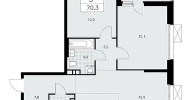 Apartamento 3 habitaciones en poselenie Sosenskoe, Rusia