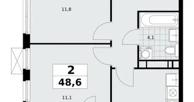 Apartamento 2 habitaciones en Moscú, Rusia