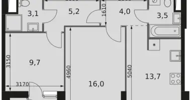 Wohnung 2 zimmer in Moskau, Russland