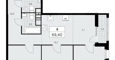 Apartamento 4 habitaciones en poselenie Sosenskoe, Rusia