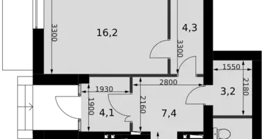 2 room apartment in Naro-Fominskiy gorodskoy okrug, Russia