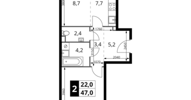 Appartement 2 chambres dans Khimki, Fédération de Russie