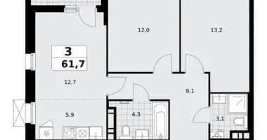 Apartamento 3 habitaciones en poselenie Sosenskoe, Rusia