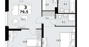 3 room apartment in Kommunarka, Russia