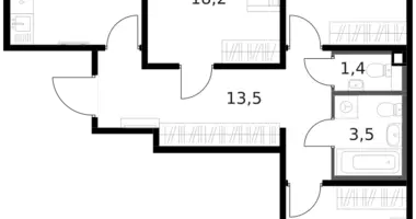 Apartamento 3 habitaciones en Moscú, Rusia