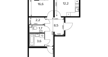 Apartamento 2 habitaciones en Jimki, Rusia