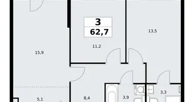 Apartamento 3 habitaciones en poselenie Sosenskoe, Rusia