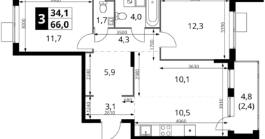 Apartamento 3 habitaciones en Jimki, Rusia