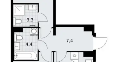 Apartamento 2 habitaciones en Troitsk, Rusia