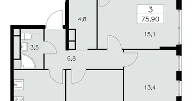 Apartamento 3 habitaciones en South-Western Administrative Okrug, Rusia