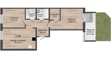 3 room apartment in Kalodziscanski sielski Saviet, Belarus