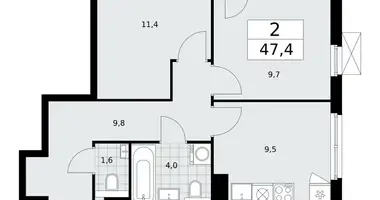 Apartamento 2 habitaciones en poselenie Sosenskoe, Rusia