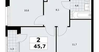 Apartamento 2 habitaciones en South-Western Administrative Okrug, Rusia