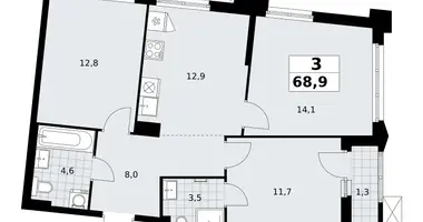 Wohnung 3 zimmer in Troizk, Russland