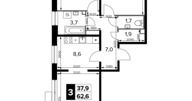 4 room apartment in Khimki, Russia