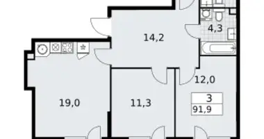 Wohnung 3 zimmer in Wnukowo, Russland