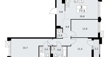 3 room apartment in Troitsk, Russia