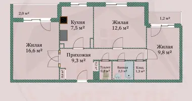 3 room apartment in Barysaw, Belarus