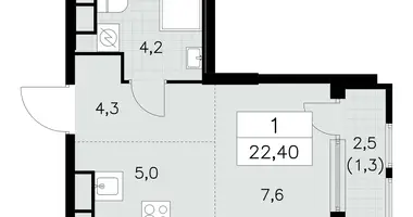 Apartamento 1 habitación en South-Western Administrative Okrug, Rusia