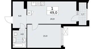 Wohnung 1 zimmer in Troizk, Russland