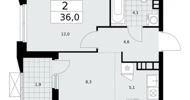 Apartamento 2 habitaciones en poselenie Sosenskoe, Rusia