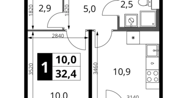 Квартира 1 комната в Химки, Россия