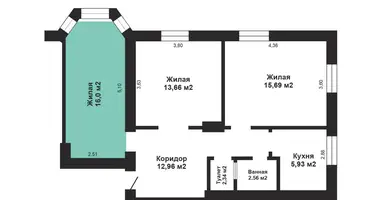 Apartamento 3 habitaciones en Minsk, Bielorrusia