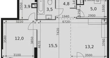 Appartement 2 chambres dans Moscou, Fédération de Russie