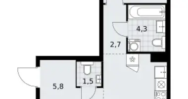 2 room apartment in Troitsk, Russia