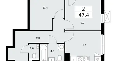 Apartamento 2 habitaciones en poselenie Sosenskoe, Rusia