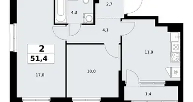 Wohnung 2 zimmer in Kommunarka, Russland