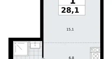 Apartamento 1 habitación en Troitsk, Rusia