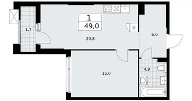 1 room apartment in Troitsk, Russia