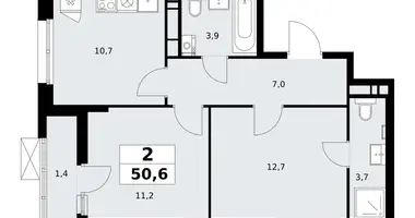 Apartamento 2 habitaciones en poselenie Sosenskoe, Rusia