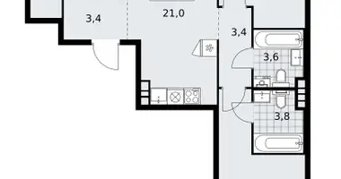 Apartamento 3 habitaciones en poselenie Sosenskoe, Rusia