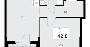 1 room apartment in Troitsk, Russia